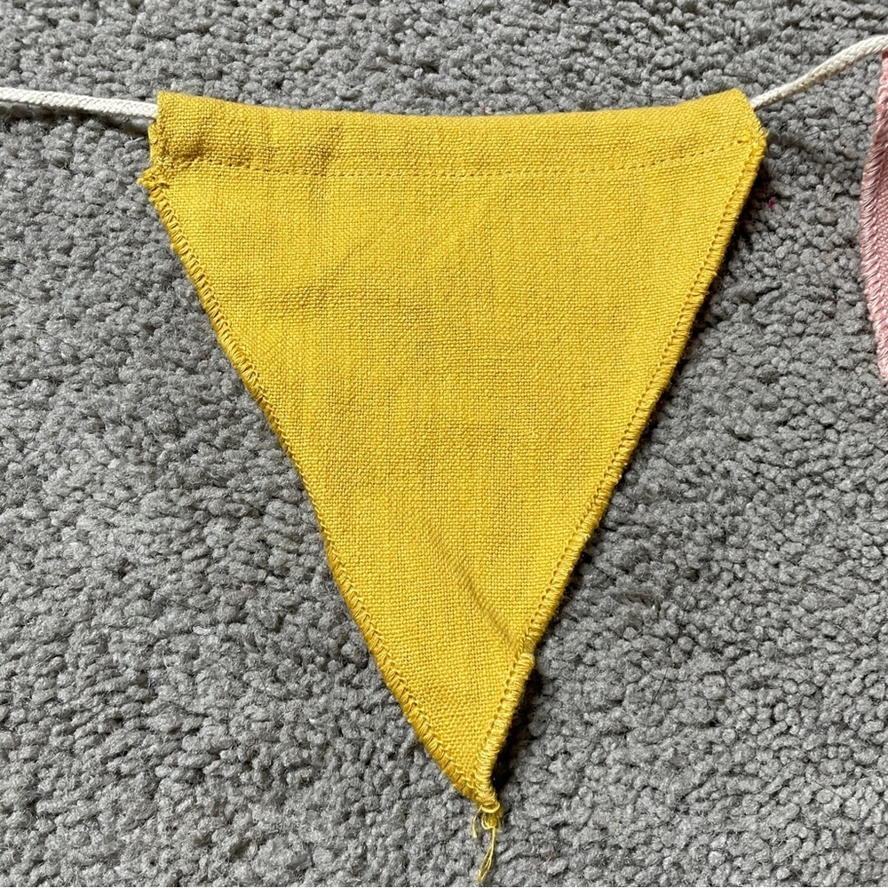 H&M Home Penant With Bunting Kids Baby Room Muted Colors Yellow Pink Blue‎ Gray - Picture 8 of 10